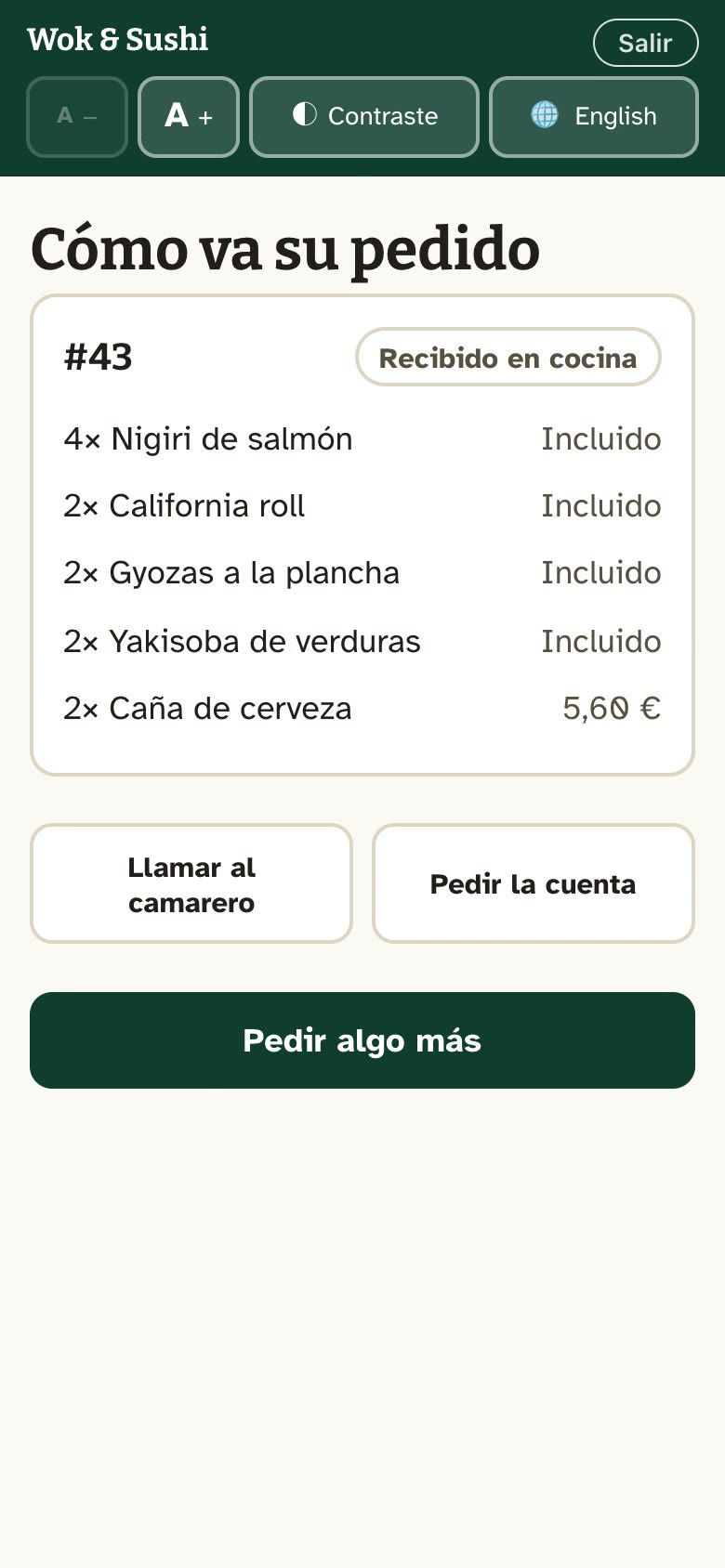 El cliente sigue el estado de su pedido